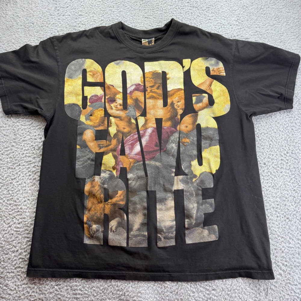 Vtg Phat Doc Mens 2XL Black Graphic‎ T Shirt God's Favorite Y2K
